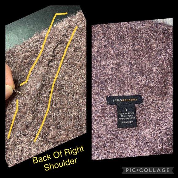 BCBGMAXAZRIA Sweater Women's Size S Fuzzy Knit Shawl Collar Plunging V-Neck 90s - Picture 12 of 12